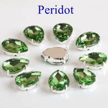 Load image into Gallery viewer, Glass Rhinestones! Drop Shape Diamond With Claw Sew On Teardrop Strass Metal Base Buckle Crystal Stone For Clothes