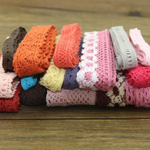 Load image into Gallery viewer, 10 yard lot of color cotton lace garment sewing fabric decorative cotton crochet lace ribbon handmade jewelry Technology