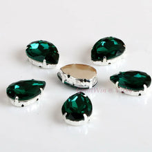 Load image into Gallery viewer, Glass Rhinestones! Drop Shape Diamond With Claw Sew On Teardrop Strass Metal Base Buckle Crystal Stone For Clothes