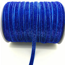 Load image into Gallery viewer, 5 yards 3/8 &quot;10mm Glitter Velvet Ribbon Headband Clips Bow Decoration Pick Colors