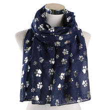 Load image into Gallery viewer, Paw Print Scarf: Fashion Foil Sliver White Pink Black Cat Dog Paw Scarf For Pet Dog Gifts Scarves