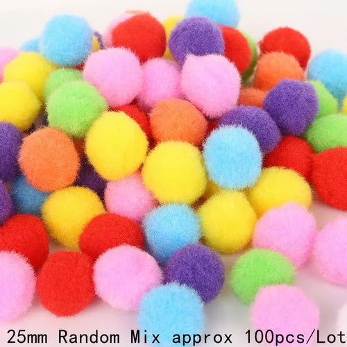 100-500Pcs/lot Mixed Soft Round Shaped Pompom Balls Fluffy Pom Pom For Kids DIY Garment Handcraft 10mm/15mm/20mm/25mm/30mm