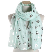 Load image into Gallery viewer, Paw Print Scarf: Fashion Foil Sliver White Pink Black Cat Dog Paw Scarf For Pet Dog Gifts Scarves