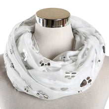 Load image into Gallery viewer, Paw Print Scarf: Fashion Foil Sliver White Pink Black Cat Dog Paw Scarf For Pet Dog Gifts Scarves