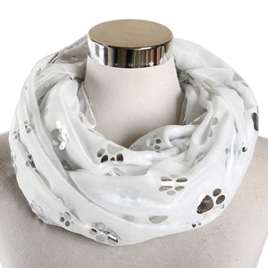 Paw Print Scarf: Fashion Foil Sliver White Pink Black Cat Dog Paw Scarf For Pet Dog Gifts Scarves