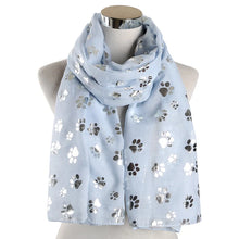 Load image into Gallery viewer, Paw Print Scarf: Fashion Foil Sliver White Pink Black Cat Dog Paw Scarf For Pet Dog Gifts Scarves