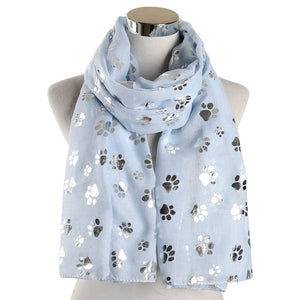 Paw Print Scarf: Fashion Foil Sliver White Pink Black Cat Dog Paw Scarf For Pet Dog Gifts Scarves