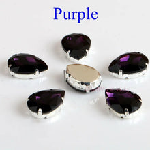 Load image into Gallery viewer, Glass Rhinestones! Drop Shape Diamond With Claw Sew On Teardrop Strass Metal Base Buckle Crystal Stone For Clothes