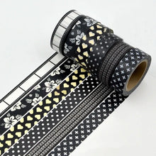 Load image into Gallery viewer, 15mm * 10m Black and White Adhesive Tape Japanese Washi Tape Decorative Tape DIY Scrapbook Paper Photo Album Masking Tape