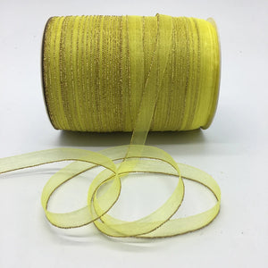 10yds/lot 3/8" 10mm White Glitter Golden Rimmed Organza Ribbon Bow Hair Wedding Decoration Lace Crafts