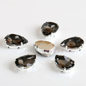 Glass Rhinestones! Drop Shape Diamond With Claw Sew On Teardrop Strass Metal Base Buckle Crystal Stone For Clothes