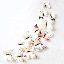 Load image into Gallery viewer, 12Pcs Double Layer Butterfly Wall Art Sticker For Wedding Decor Decals 3D Butterflies Fridge Magnet Home Room Decoration Sticker