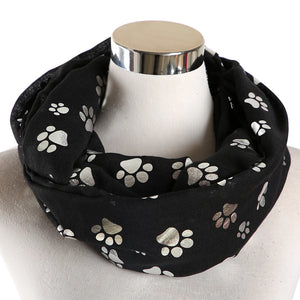 Paw Print Scarf: Fashion Foil Sliver White Pink Black Cat Dog Paw Scarf For Pet Dog Gifts Scarves