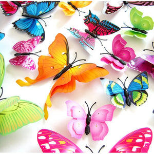 12Pcs Double Layer Butterfly Wall Art Sticker For Wedding Decor Decals 3D Butterflies Fridge Magnet Home Room Decoration Sticker