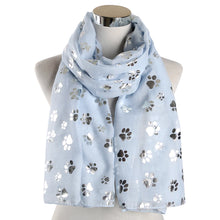 Load image into Gallery viewer, Paw Print Scarf: Fashion Foil Sliver White Pink Black Cat Dog Paw Scarf For Pet Dog Gifts Scarves