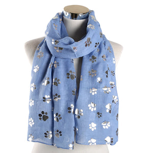 Paw Print Scarf: Fashion Foil Sliver White Pink Black Cat Dog Paw Scarf For Pet Dog Gifts Scarves