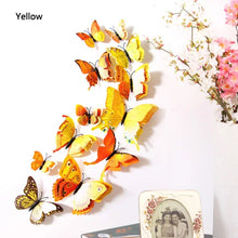 Load image into Gallery viewer, 12Pcs Double Layer Butterfly Wall Art Sticker For Wedding Decor Decals 3D Butterflies Fridge Magnet Home Room Decoration Sticker