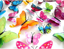 Load image into Gallery viewer, 12Pcs Double Layer Butterfly Wall Art Sticker For Wedding Decor Decals 3D Butterflies Fridge Magnet Home Room Decoration Sticker