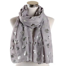 Load image into Gallery viewer, Paw Print Scarf: Fashion Foil Sliver White Pink Black Cat Dog Paw Scarf For Pet Dog Gifts Scarves
