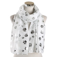 Load image into Gallery viewer, Paw Print Scarf: Fashion Foil Sliver White Pink Black Cat Dog Paw Scarf For Pet Dog Gifts Scarves