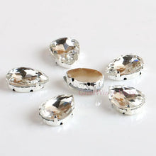 Load image into Gallery viewer, Glass Rhinestones! Drop Shape Diamond With Claw Sew On Teardrop Strass Metal Base Buckle Crystal Stone For Clothes