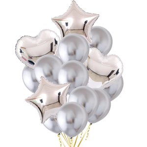 14/10pcs Gold Sliver Latex Heart Valentine's Day Balloons Metallic Gender Reveal Globos Baby Shower Wedding Birthday Party Decor