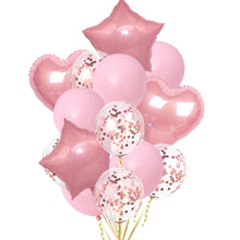 Load image into Gallery viewer, 14/10pcs Gold Sliver Latex Heart Valentine&#39;s Day Balloons Metallic Gender Reveal Globos Baby Shower Wedding Birthday Party Decor