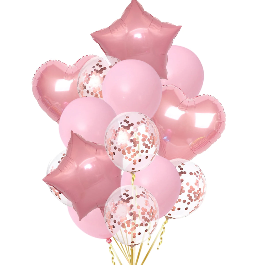 14/10pcs Gold Sliver Latex Heart Valentine's Day Balloons Metallic Gender Reveal Globos Baby Shower Wedding Birthday Party Decor