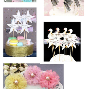 25Yards 6cm Star Tulle Confetti Glitter Mesh Baking Cake Topper Tutu Pom Bow Soft Squine Organza DIY Wedding Birthday Decoration