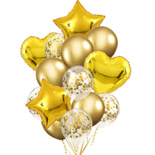 Load image into Gallery viewer, 14/10pcs Gold Sliver Latex Heart Valentine&#39;s Day Balloons Metallic Gender Reveal Globos Baby Shower Wedding Birthday Party Decor