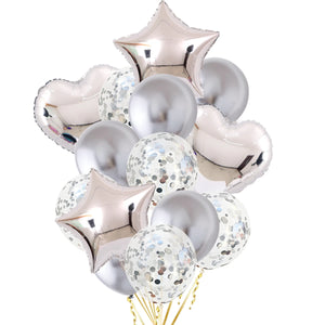 14/10pcs Gold Sliver Latex Heart Valentine's Day Balloons Metallic Gender Reveal Globos Baby Shower Wedding Birthday Party Decor