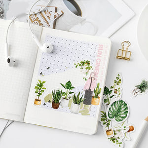 45 Pcs/pack Green Potted Plant Decorative Washi Stickers Scrapbooking Stick  Diary Stationery Album Diy Children Stickers