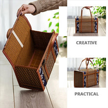Load image into Gallery viewer, Picnic Woven Basket Wicker Storage Bag Handle Folded Fruit Shopping Food Handle Rattan Grass Foldable Bamboo Basket