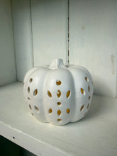 Load image into Gallery viewer, ceramic LED pumpkin autumn decoration available in white or orange