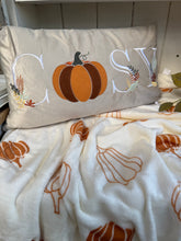 Load image into Gallery viewer, Autumn COSY Pumpkin Cushion – Embroidered Seasonal Cushion | 30 x 50cm