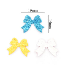 Load image into Gallery viewer, 100Pcs Mixed Glitter Leather Fabric Appliques Bow-tie Felt Patches for Crafts Clothes Decoration DIY Hair Bow Accessories
