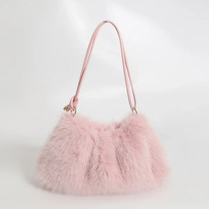 Women's Autumn and Winter Handbag Imitation Fur Fashion Hundred with Plush Bag Solid Color Large Capacity Zipper Shoulder Bag