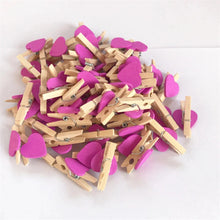 Load image into Gallery viewer, 50pcs/lot Red Heart Love Wooden Clothes Photo Paper Peg Pin Mini Clothespin Postcard Clips Home Wedding Decoration Stationery