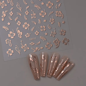 1pcs 3D Bronzing Gold Love Heart Nail Art Stickers Y2K Holographic Stars Sun Sliders Starlight DIY Decals Manicure Decoration