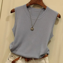 Load image into Gallery viewer, 1pcs Summer New Fashion Knitted Vests O-neck Sleeveless Casual Thin Tops