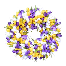 Load image into Gallery viewer, Simulation Pink Tulip Wreath Wedding Decoration Wall Hanging Wreath Artificial Flowers Wreath Spring Decor For Door Garden