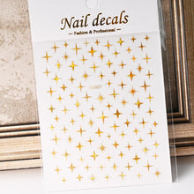 Load image into Gallery viewer, 1pcs 3D Bronzing Gold Love Heart Nail Art Stickers Y2K Holographic Stars Sun Sliders Starlight DIY Decals Manicure Decoration