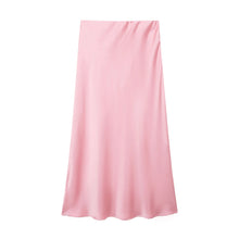 Load image into Gallery viewer, Willshela Women Fashion Satin Solid Pleated Midi Skirt Vintage Mid Elastic Waist Female Chic Lady Skirts