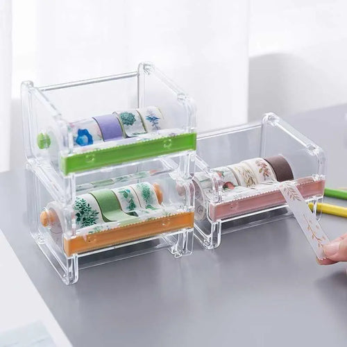Creative Washi Tape Cutter Set Tape Tool Transparent Tape Holder Tape Dispenser School Supplies Office Stationery For Student