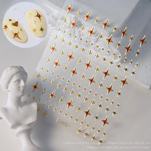Load image into Gallery viewer, 1pcs 3D Bronzing Gold Love Heart Nail Art Stickers Y2K Holographic Stars Sun Sliders Starlight DIY Decals Manicure Decoration
