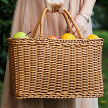 Load image into Gallery viewer, Home Shopping Basket Hand Vegetable Basket Decorative Woven Basket Flower Arrangement Basket Imitating Rattan Picnic Bag