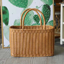 Load image into Gallery viewer, Home Shopping Basket Hand Vegetable Basket Decorative Woven Basket Flower Arrangement Basket Imitating Rattan Picnic Bag