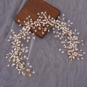 Trendy Crystal Pearl Headband Tiara Flower Headband Hairband For Women Bridal Wedding Hair Accessories Jewelry Headband Gift