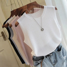 Load image into Gallery viewer, 1pcs Summer New Fashion Knitted Vests O-neck Sleeveless Casual Thin Tops