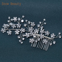 Load image into Gallery viewer, A83 Fashion Wedding Hair Accessories Alloy Leaves Bridal Hair Clips for Women Headpieces Handmade Rhinestone Bride Headdress